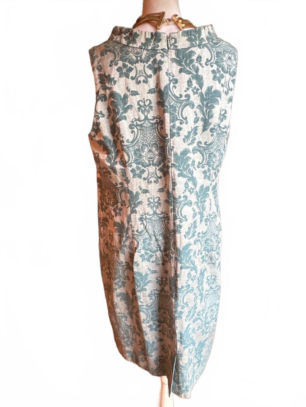 Merona Cream and Teal Damask Midi Dress